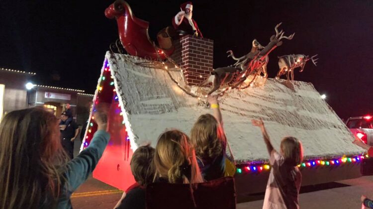 Santa atop a float