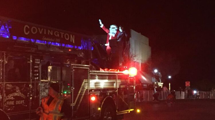 Santa atop fire engine