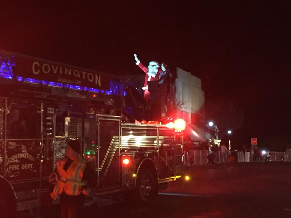 Santa atop fire engine